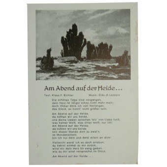 Carte postale avec des séries de chansons militaire allemand Am Abend auf der Heide. Espenlaub militaria